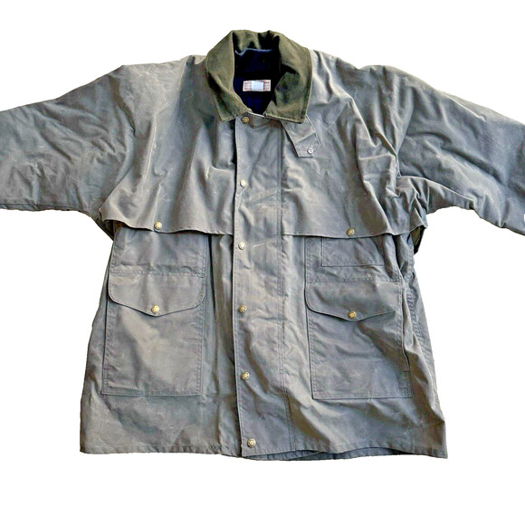 Genuine CC Filson Tin Cloth Khaki Field Jacket Hunting XL with Black Wool Liner
